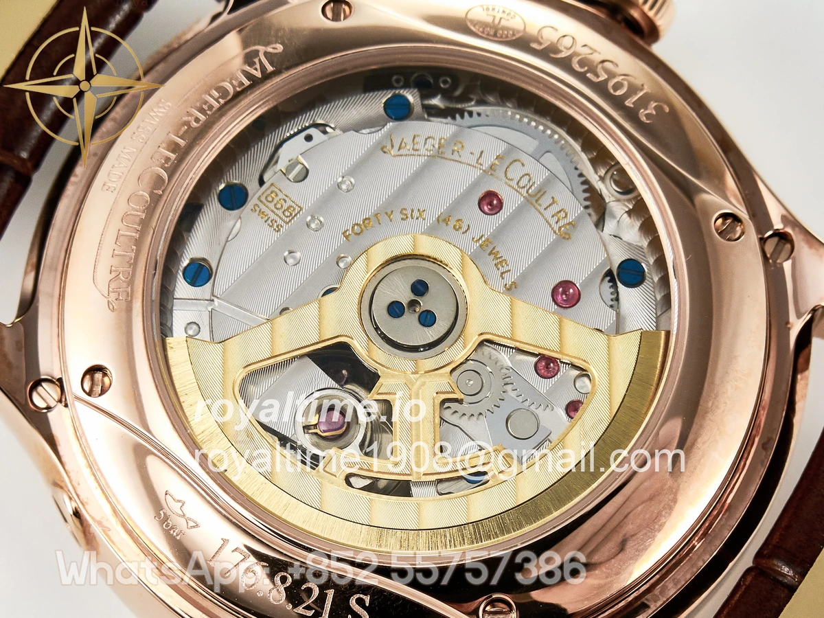 Jaeger-LeCoultre Master Ultra Thin Perpetual Calendar RG V9F Cream Dial Diamonds Bezel on Brown Leather Strap A868 V2 - Image 18