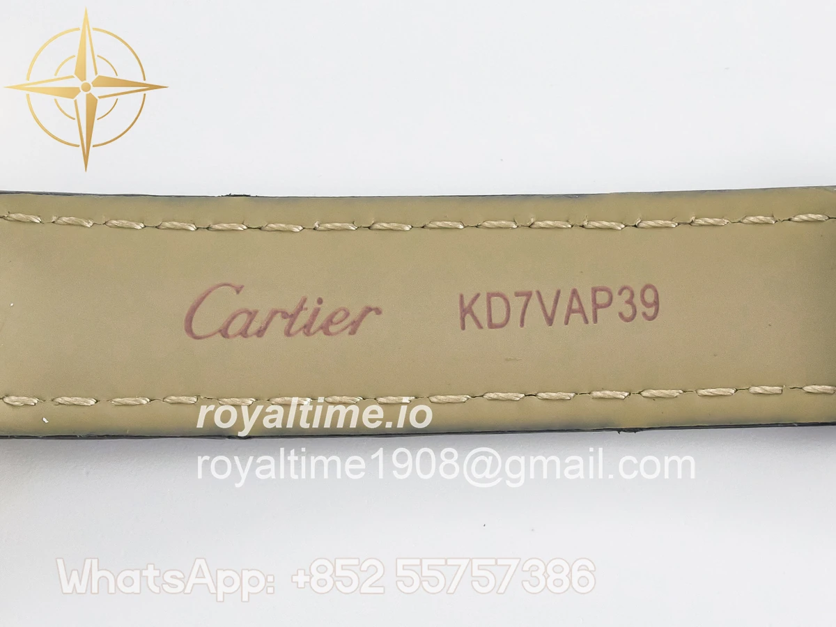 Cartier Ronde De Cartier 29mm RG DRF Sandblasted Silver-Plated White Dial on Black Leather Strap Ronda Quartz - Image 18