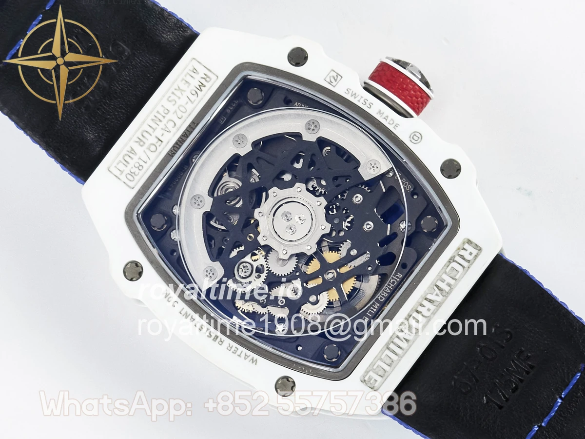 Richard Mille Custom Made RM67-02 White NTPT France Dial on Blue Nylon strap CRMA7 - Image 18