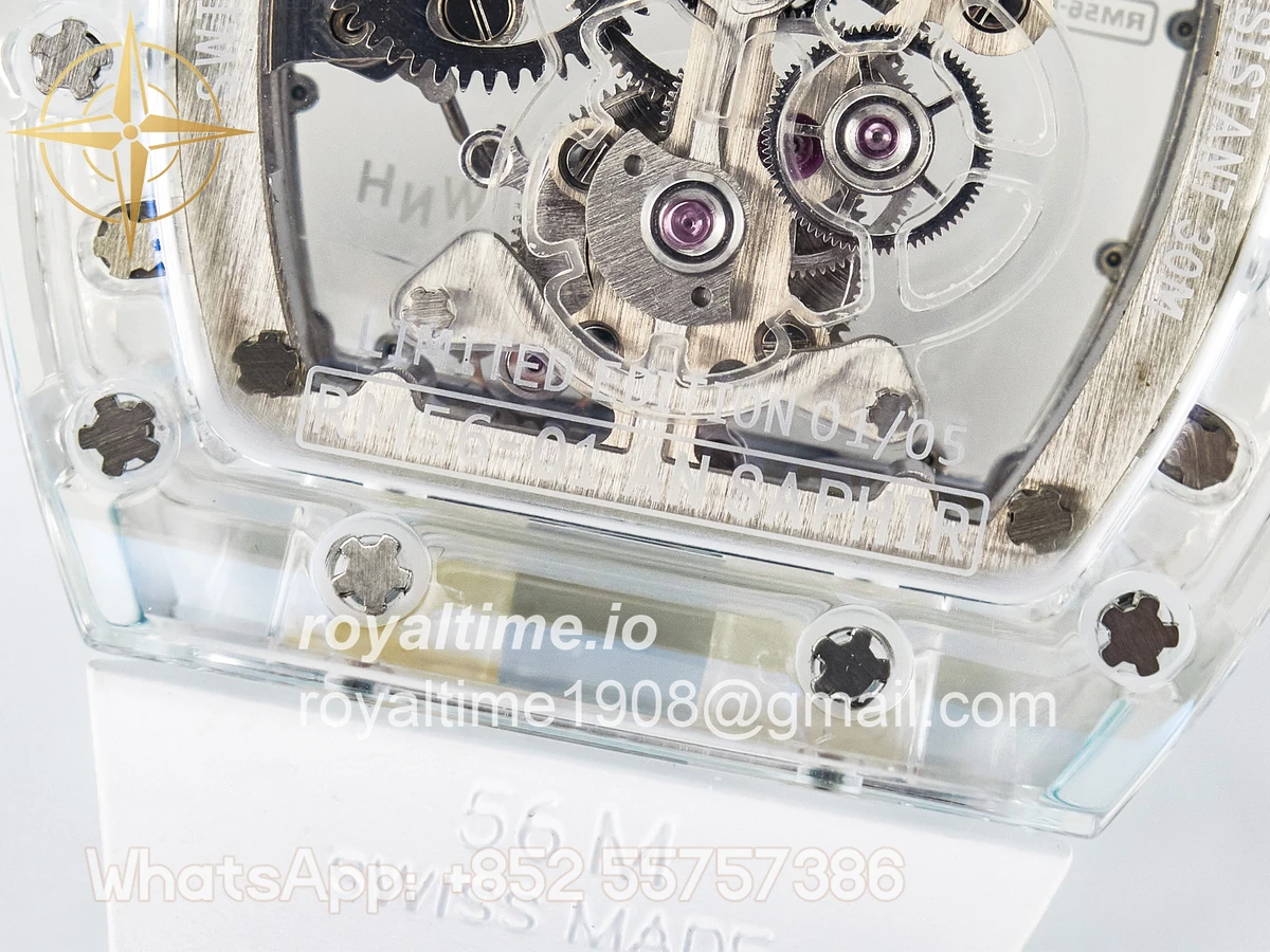 Richard Mille RM56-01 Transparent Tourbillon RMF Skeleton Dial on White Rubber Strap - Image 19