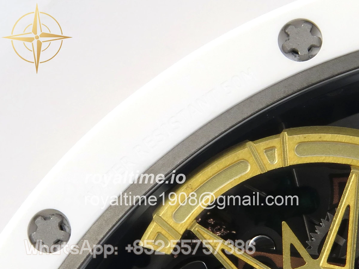 Richard Mille RM88 Tourbillon Smiley White Ceramic RMF on White Rubber Strap - Image 19