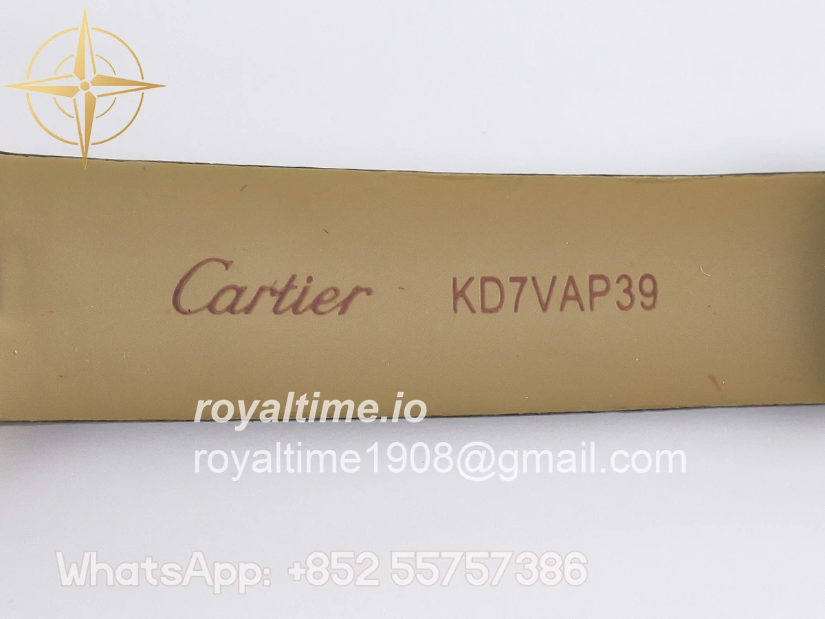 Cartier Ballon Blanc De Cartier 30mm RG DRF Silvered Texture Dial Diamonds Bezel on Green Leather Strap Ronda Quartz - Image 19