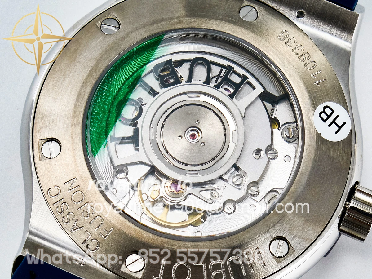 Hublot Classic Fusion Bang 42mm HBF Blue Dial Diamonds Bezel on Blue Leather Strap A2892 - Image 19