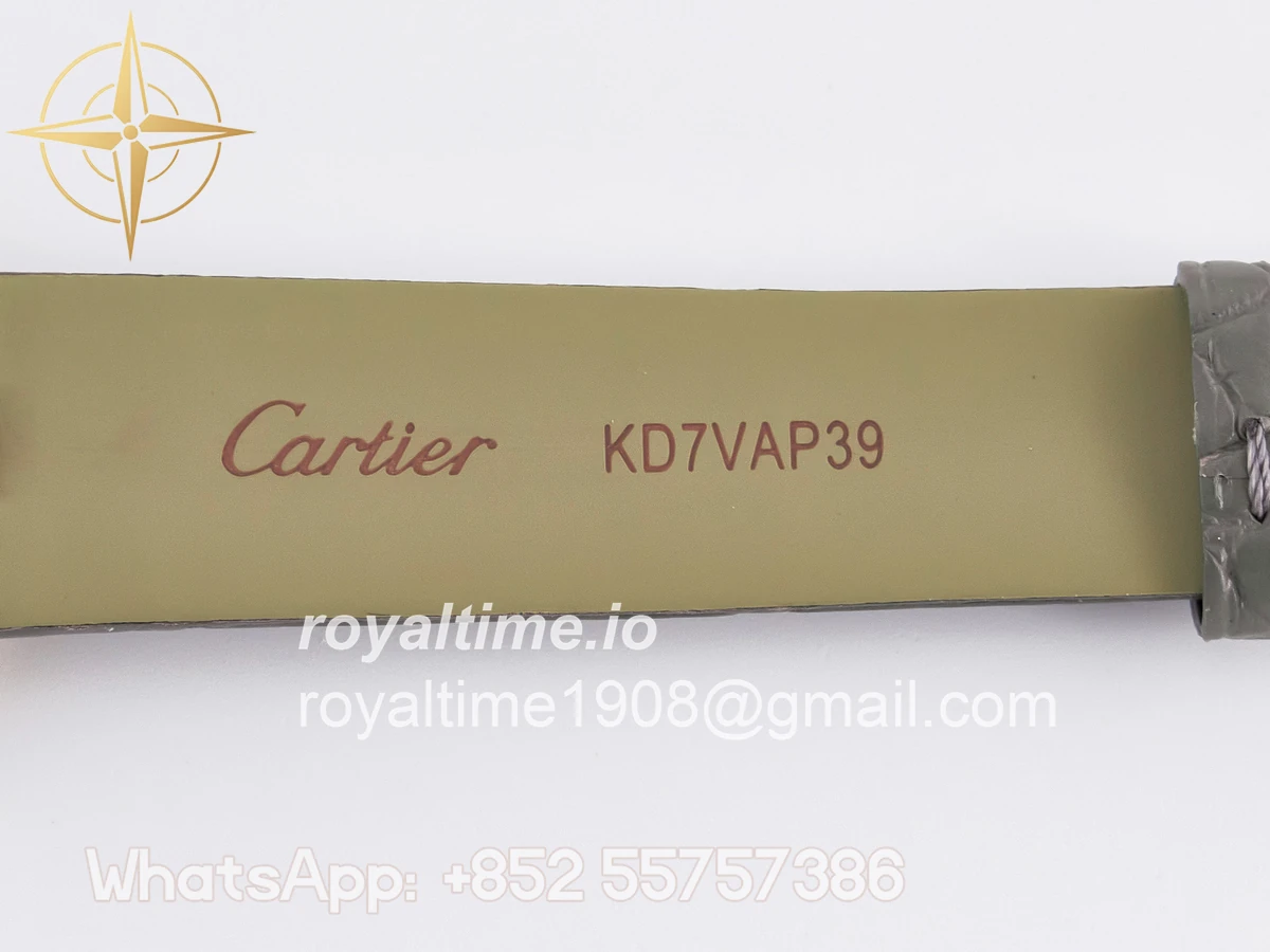 Cartier Ballon Blanc De Cartier 30mm RG DRF Silvered Texture Dial on Green Leather Strap Ronda Quartz - Image 19