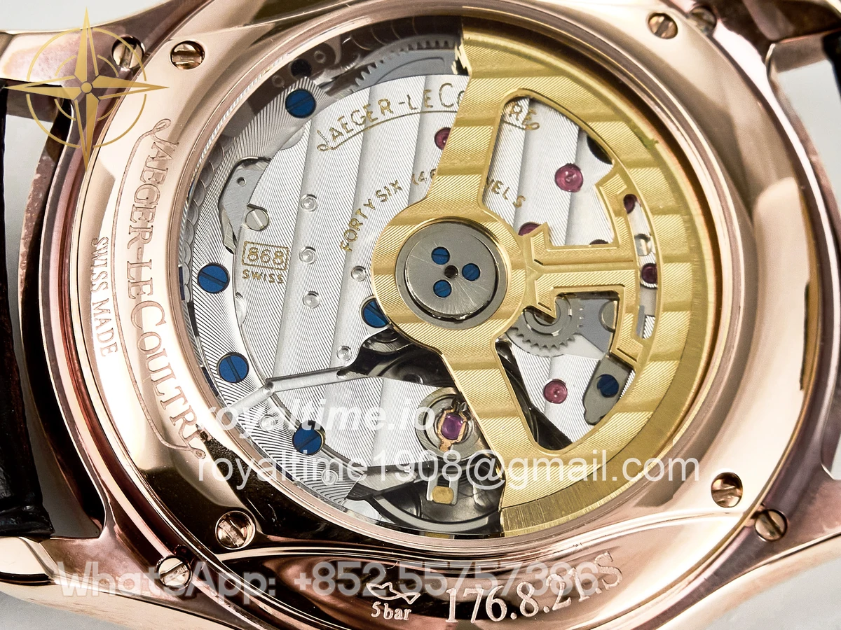 Jaeger-LeCoultre Master Ultra Thin Perpetual Calendar RG V9F White Dial Diamonds Bezel on Black Leather Strap A868 V2 - Image 19