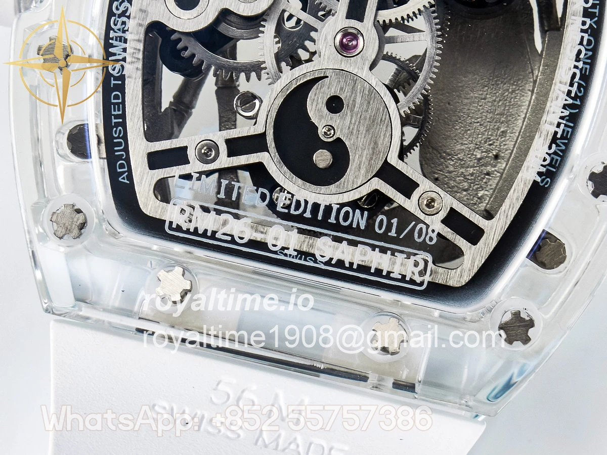 Richard Mille RM026 Transparent Tourbillon RMF Panda Skeleton Dial on Translucent Rubber Strap - Image 19