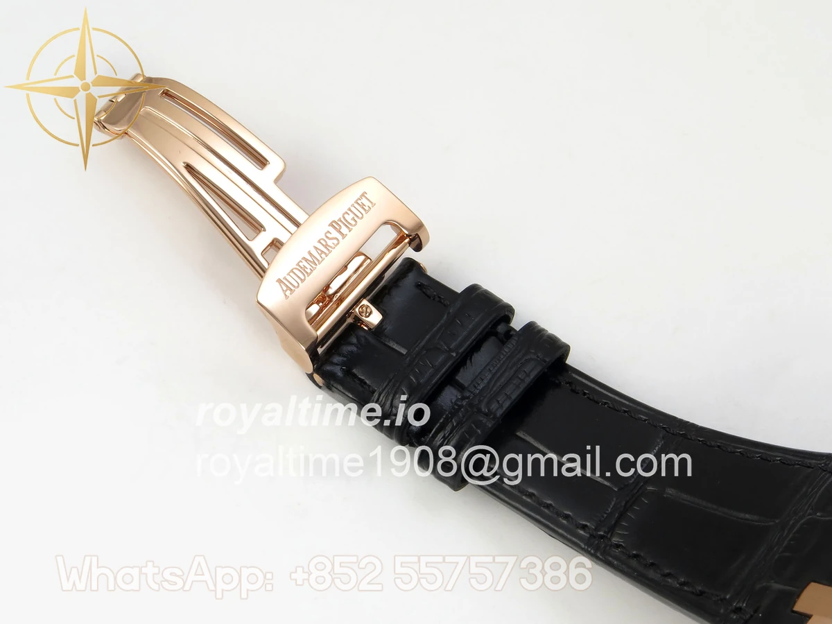 Audemars Piguet Royal Oak Chrono 26240 RG DDF Black Dial on Black Leather Strap DD4401 Gain Weight (SW Dial) - Image 19