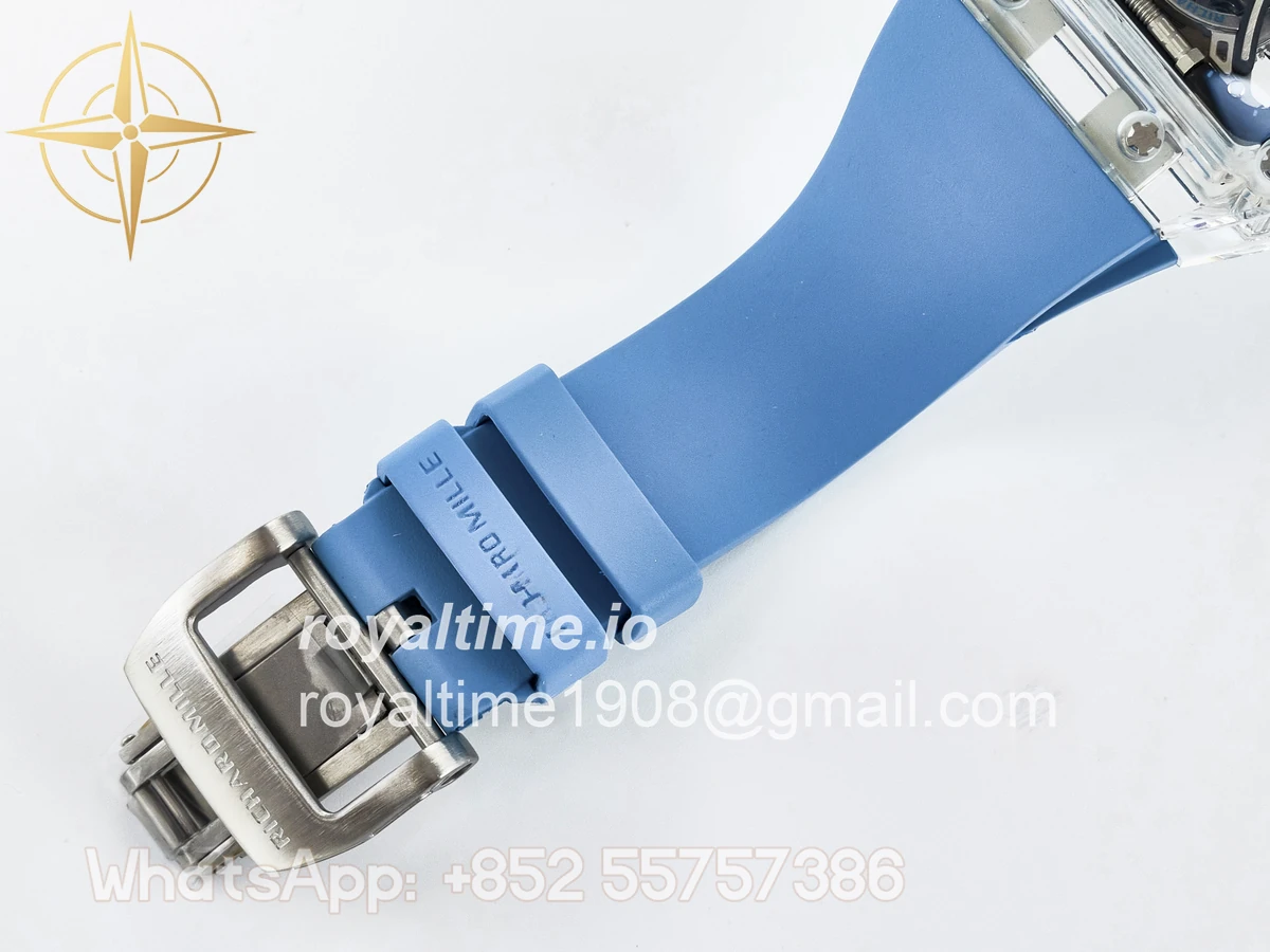Richard Mille RM53-02 Transparent Tourbillon RMF Skeleton Dial on Blue Rubber Strap - Image 20