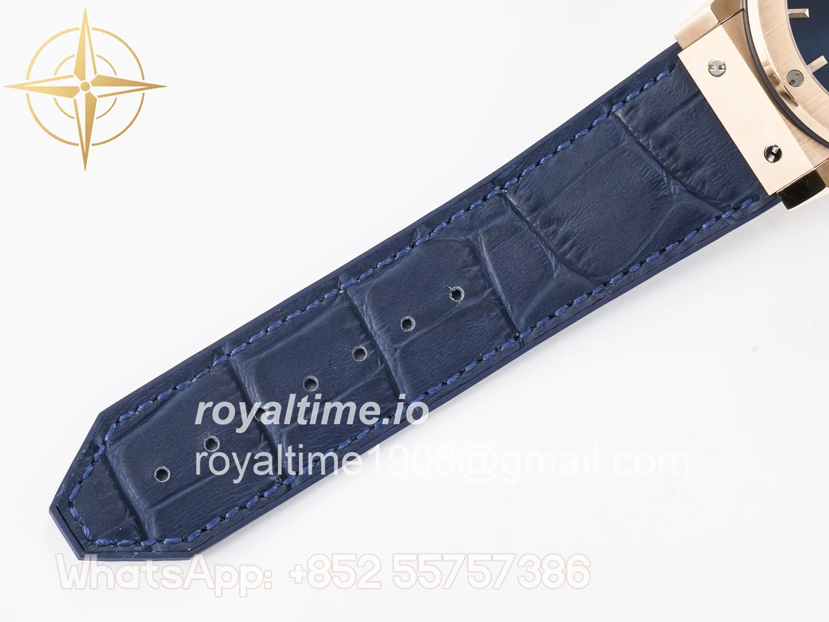 Hublot Classic Fusion 42mm RG JJF Blue Dial on Blue Gummy Leather Strap - Image 20