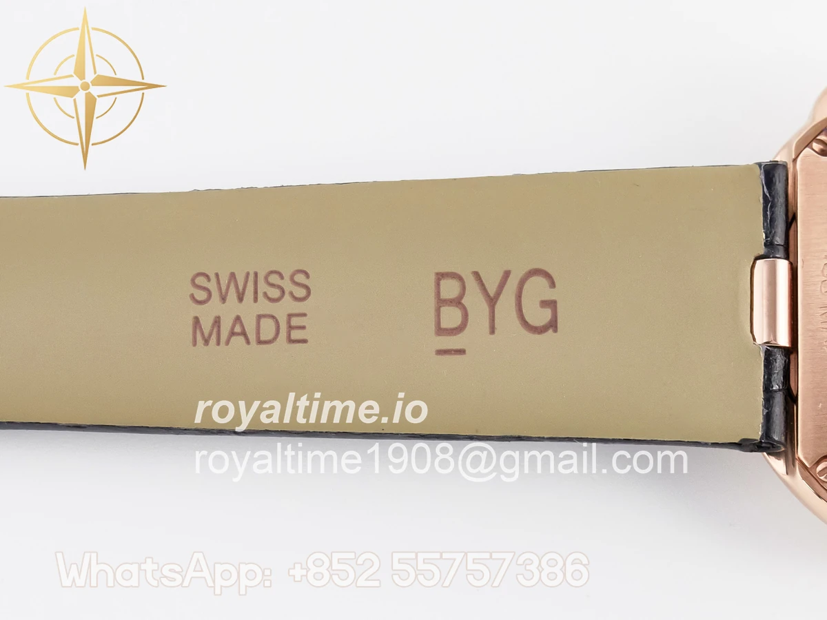 Cartier Ballon Blanc De Cartier 30mm RG DRF Silvered Texture Dial Diamonds Bezel on Black Leather Strap Ronda Quartz - Image 20