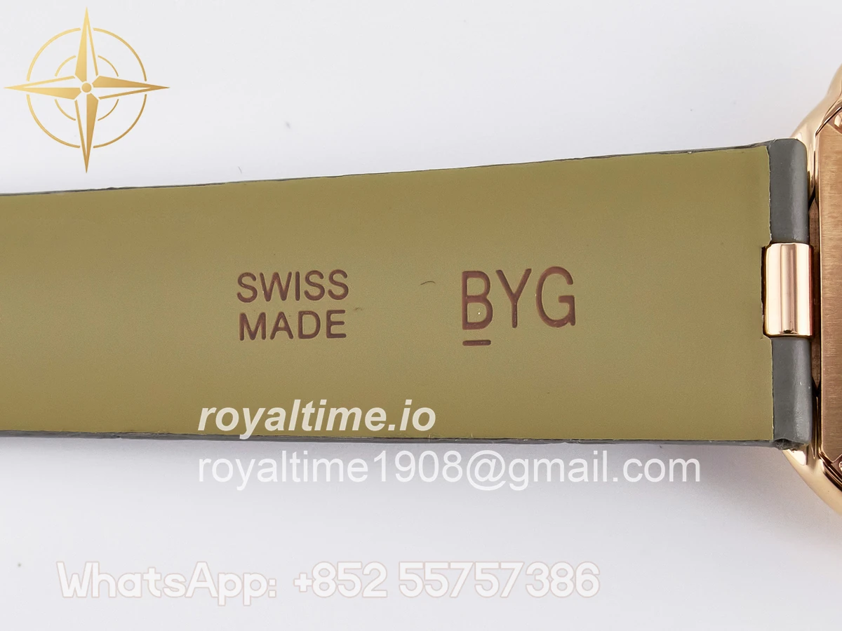 Cartier Ballon Blanc De Cartier 30mm RG DRF Silvered Texture Dial on Green Leather Strap Ronda Quartz - Image 20