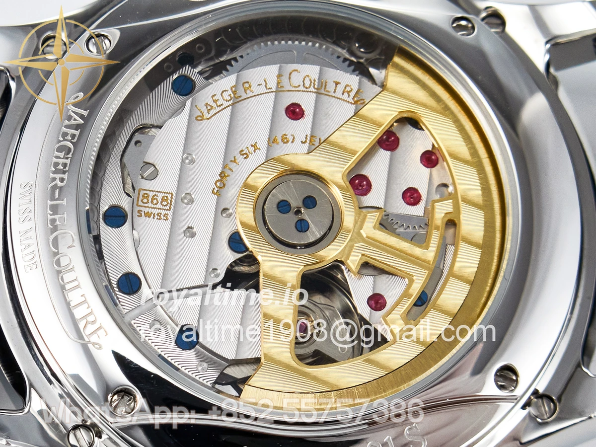 Jaeger-LeCoultre Master Ultra Thin Perpetual Calendar SS V9F White Dial Diamonds Bezel on Black Leather Strap A868 V2 - Image 20