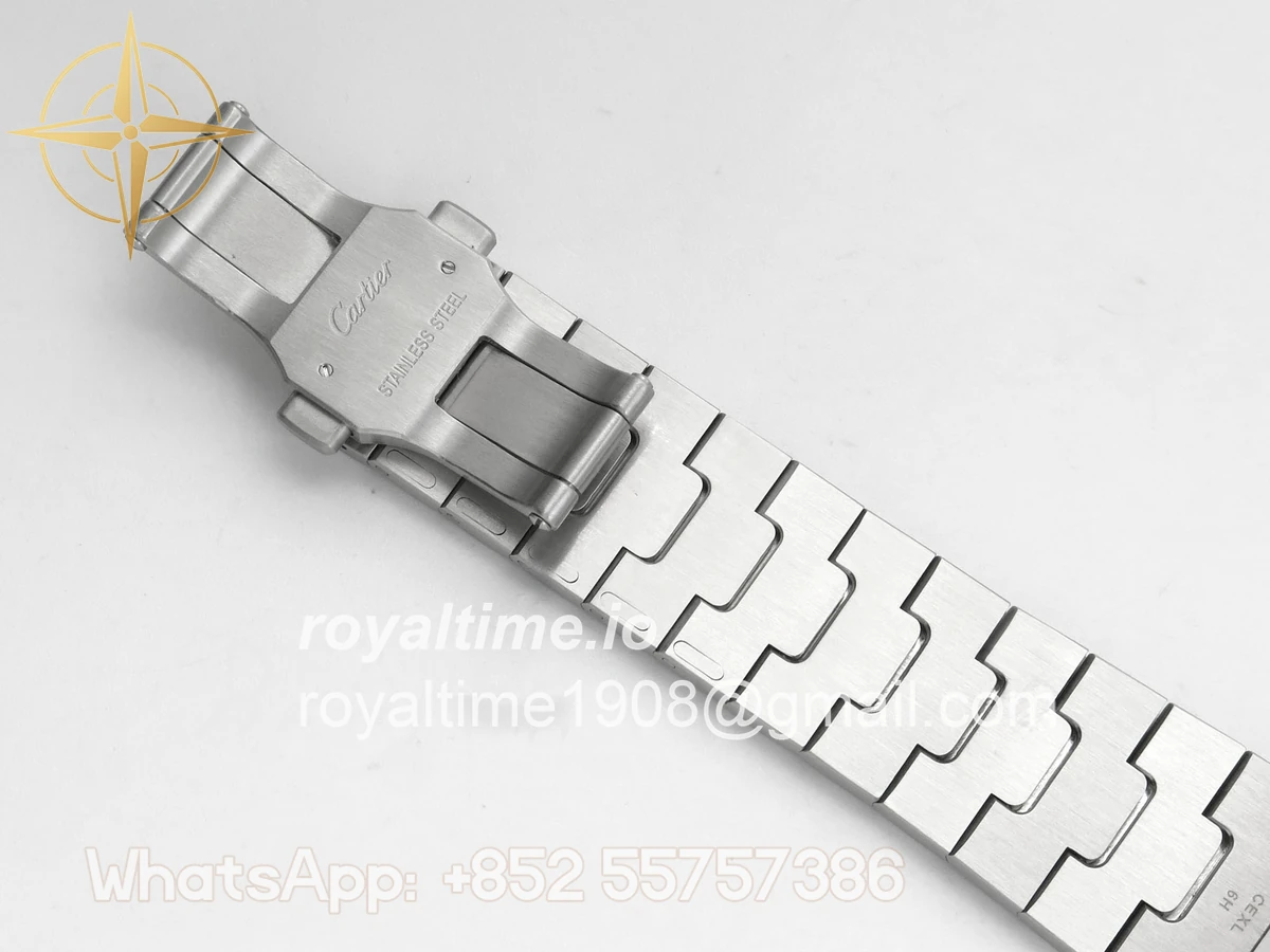 Cartier Santos de Cartier Skeleton SS MLF Skeleton Blue Skeleton Dial Blue Bezel on SS SmartLink Bracelet 9611MC - Image 20