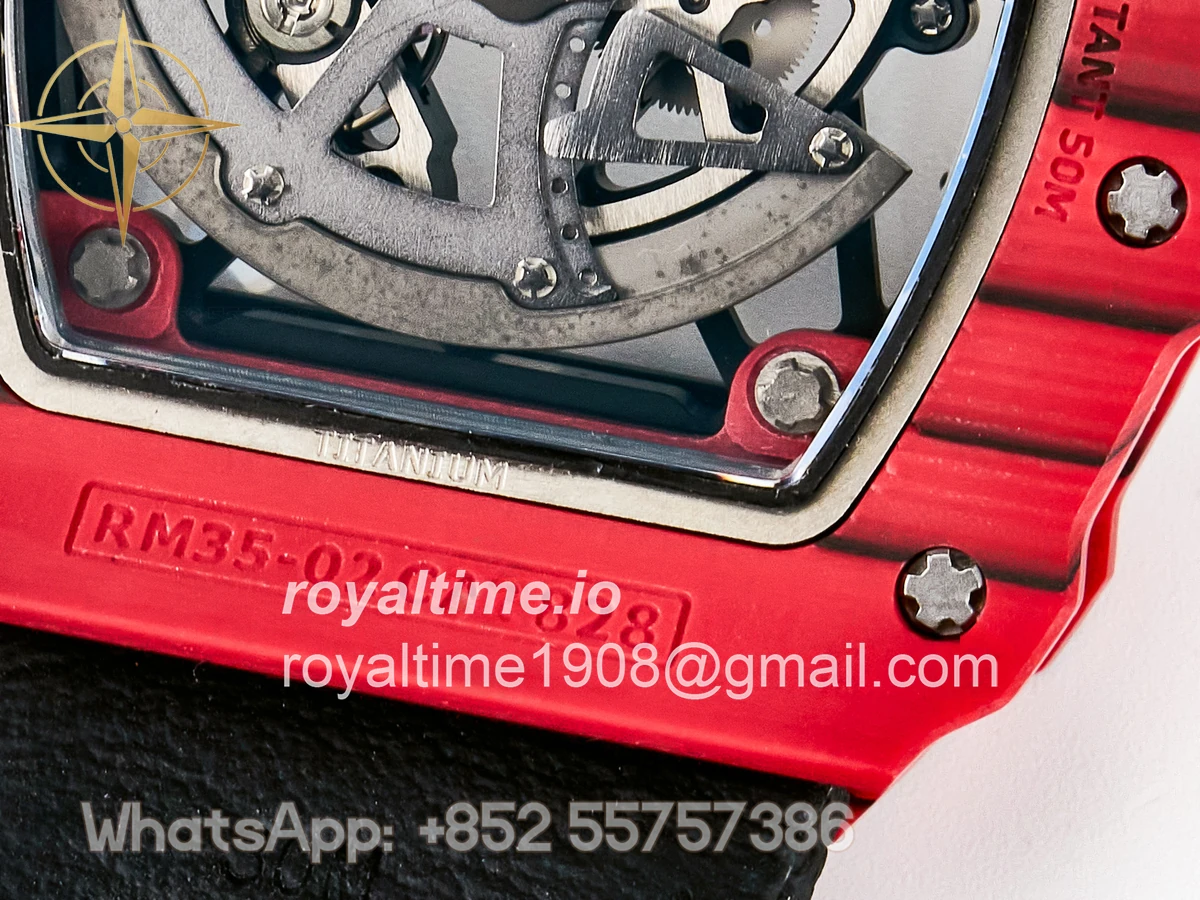 Richard Mille Custom RM035-02 Red NTPT PPMF Red Crown on Nylon Strap Custom Vaucher Movement - Image 20