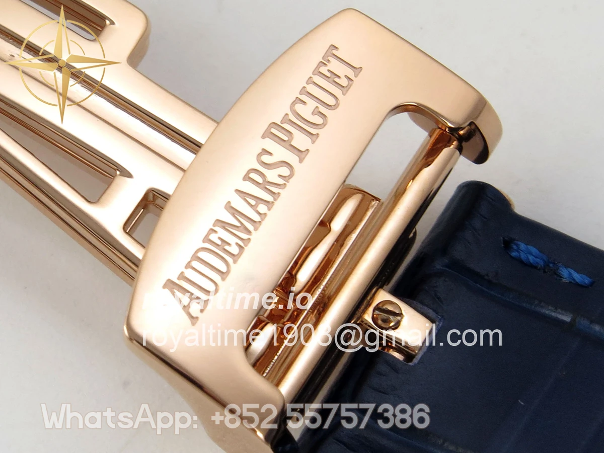 Audemars Piguet Royal Oak Chrono 26240 RG DDF Blue/RG Dial on Blue Leather Strap DD4401 (SW Dial) - Image 20