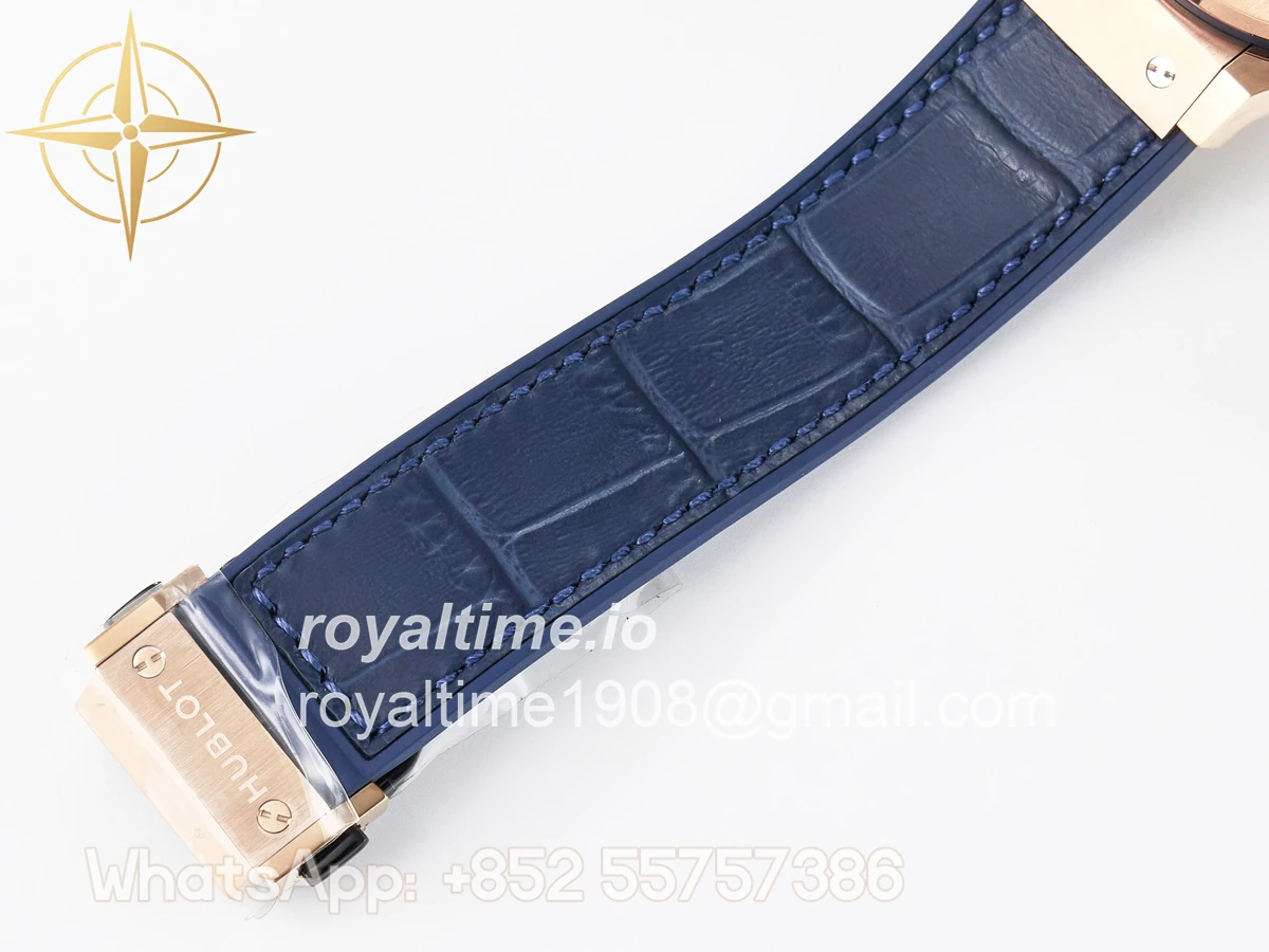 Hublot Classic Fusion 38mm RG JJF Blue Dial on Blue Gummy Leather Strap - Image 21