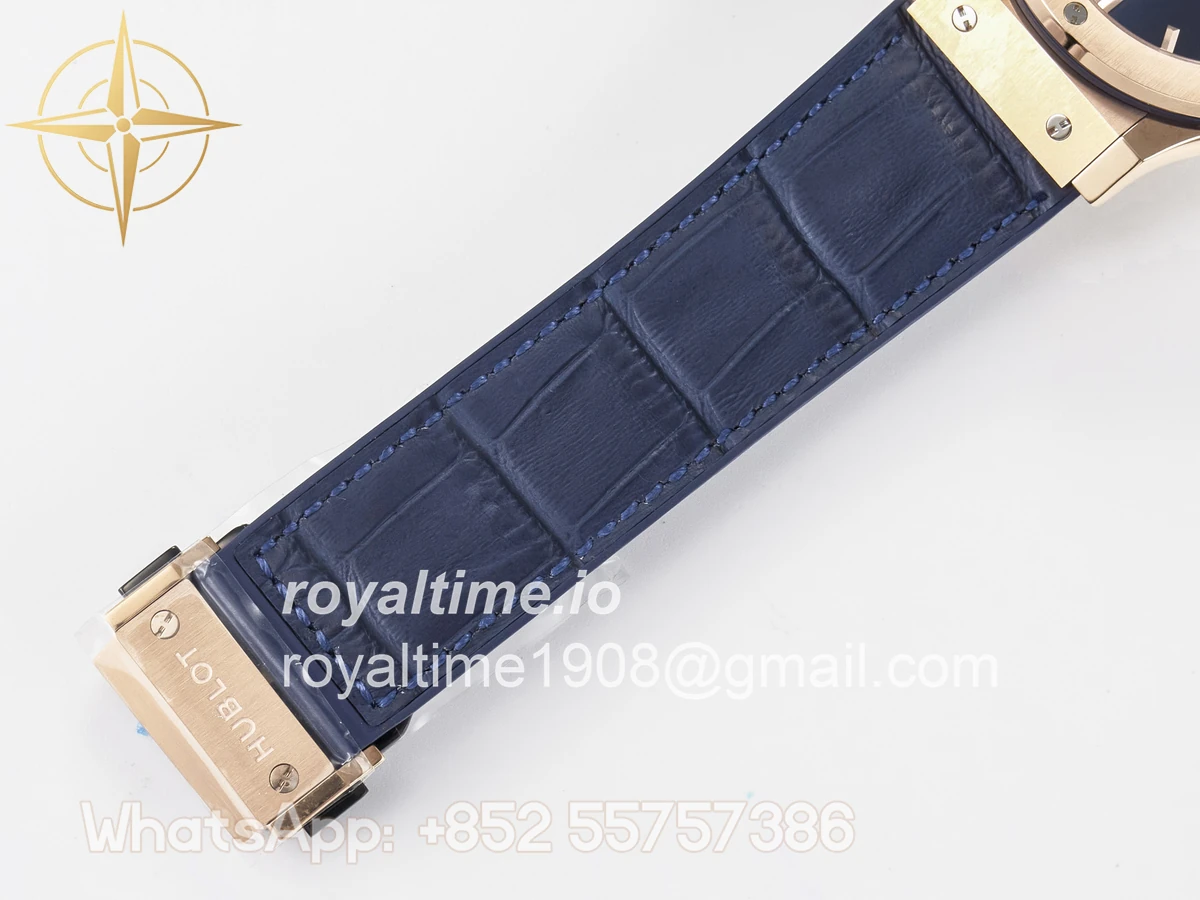 Hublot Classic Fusion 42mm RG JJF Blue Dial on Blue Gummy Leather Strap - Image 21