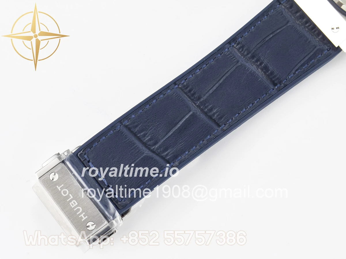 Hublot Classic Fusion 42mm SS JJF Blue Dial on Blue Gummy Leather Strap - Image 21