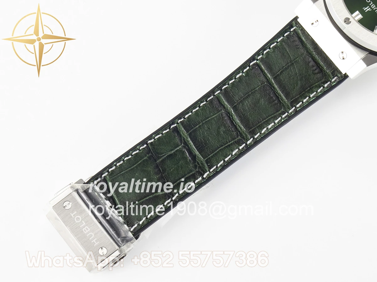 Hublot Classic Fusion 42mm SS JJF Green Dial on Green Gummy Leather Strap - Image 21