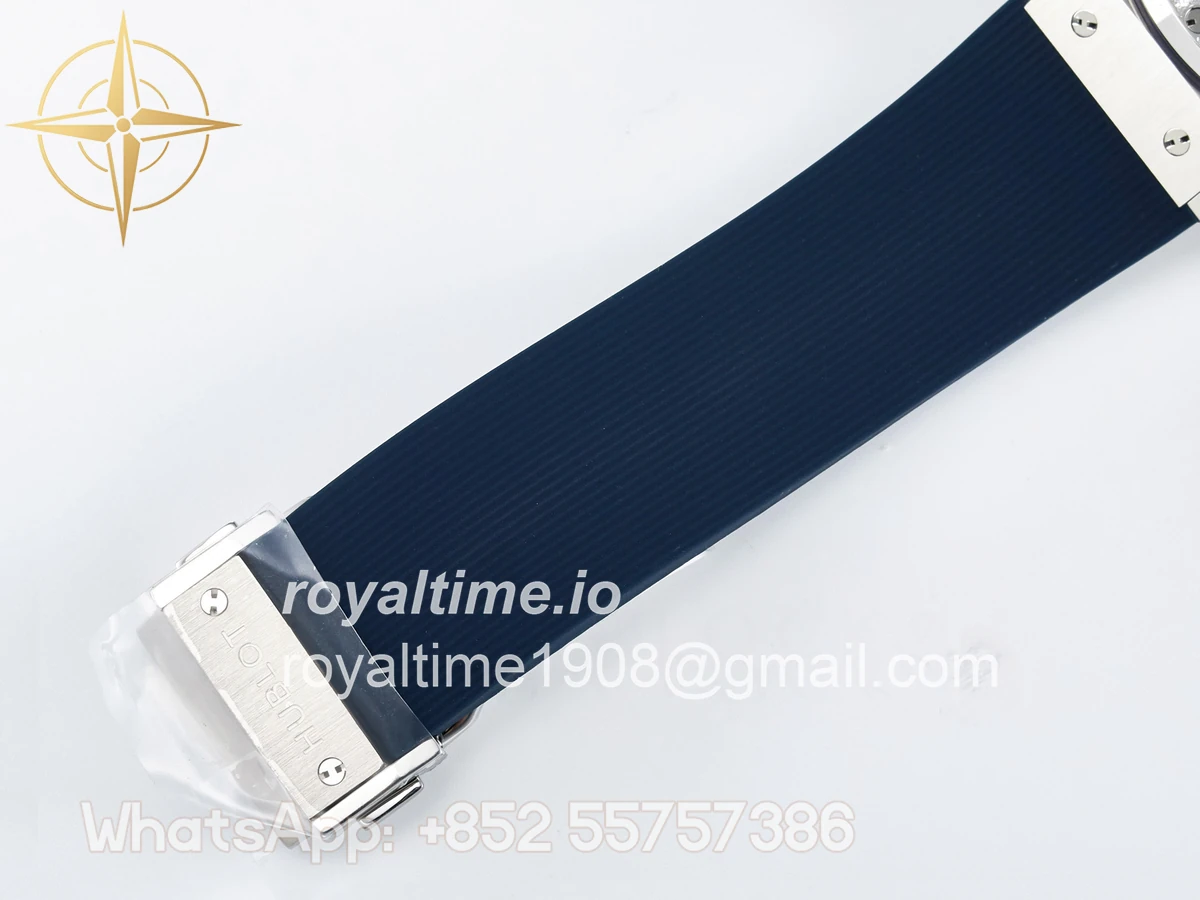Hublot Classic Fusion Bang 42mm HBF Blue Dial Diamonds Bezel on Blue Rubber Strap A2892 - Image 21