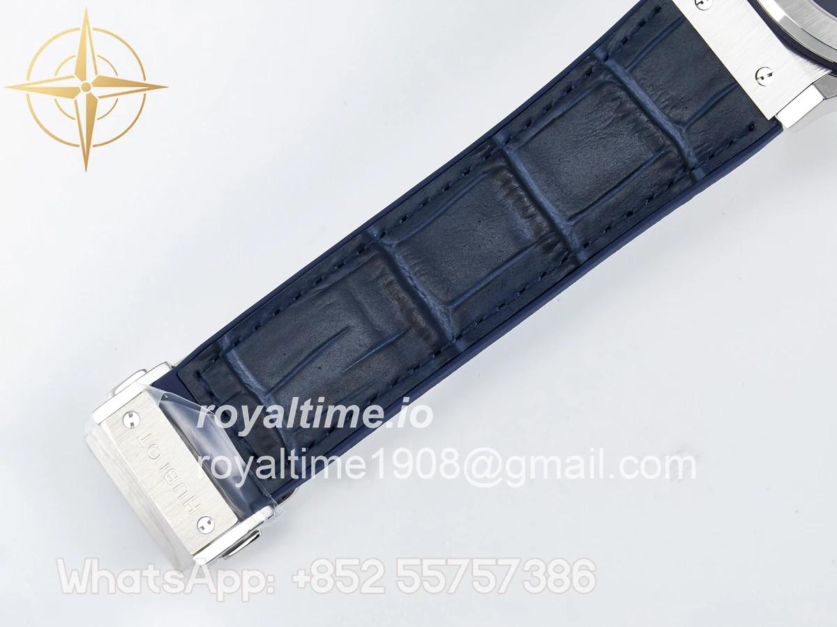 Hublot Classic Fusion Bang 42mm HBF Blue Dial on Blue Leather Strap A2892 - Image 21