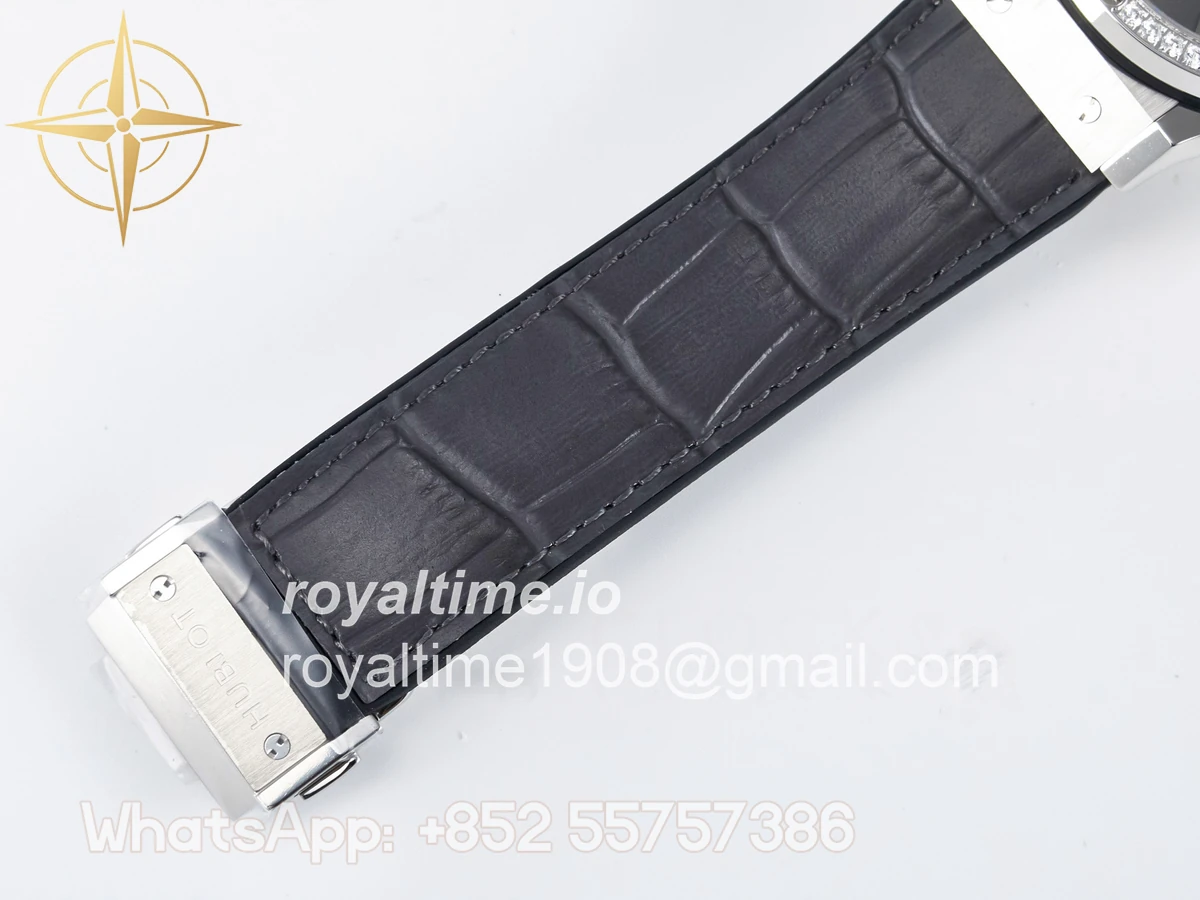 Hublot Classic Fusion Bang 42mm HBF Gray Dial Diamonds Bezel on Gray Leather Strap A2892 - Image 21