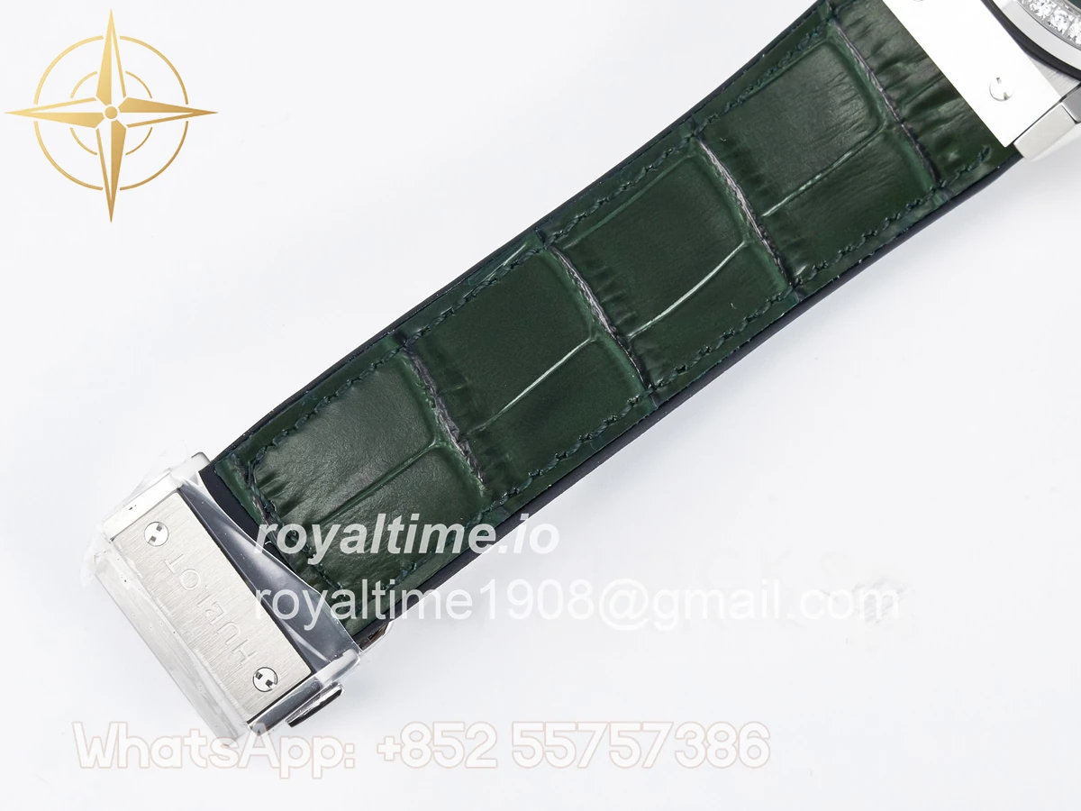 Hublot Classic Fusion Bang 42mm HBF Green Dial Diamonds Bezel on Green Leather Strap A2892 - Image 21