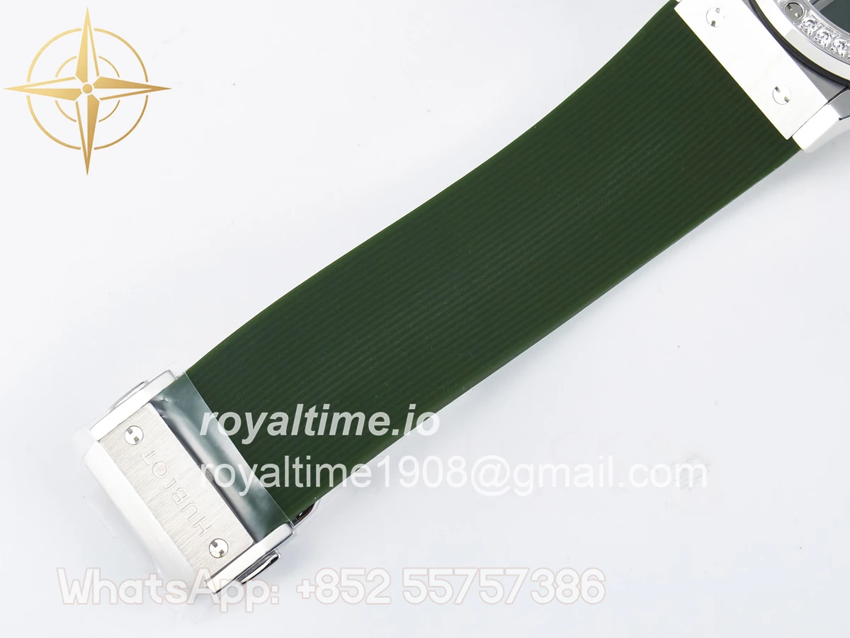 Hublot Classic Fusion Bang 42mm HBF Green Dial Diamonds Bezel on Green Rubber Strap A2892 - Image 21