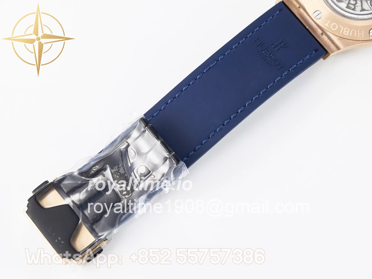 Hublot Classic Fusion 38mm RG JJF Blue Dial on Blue Gummy Leather Strap - Image 22