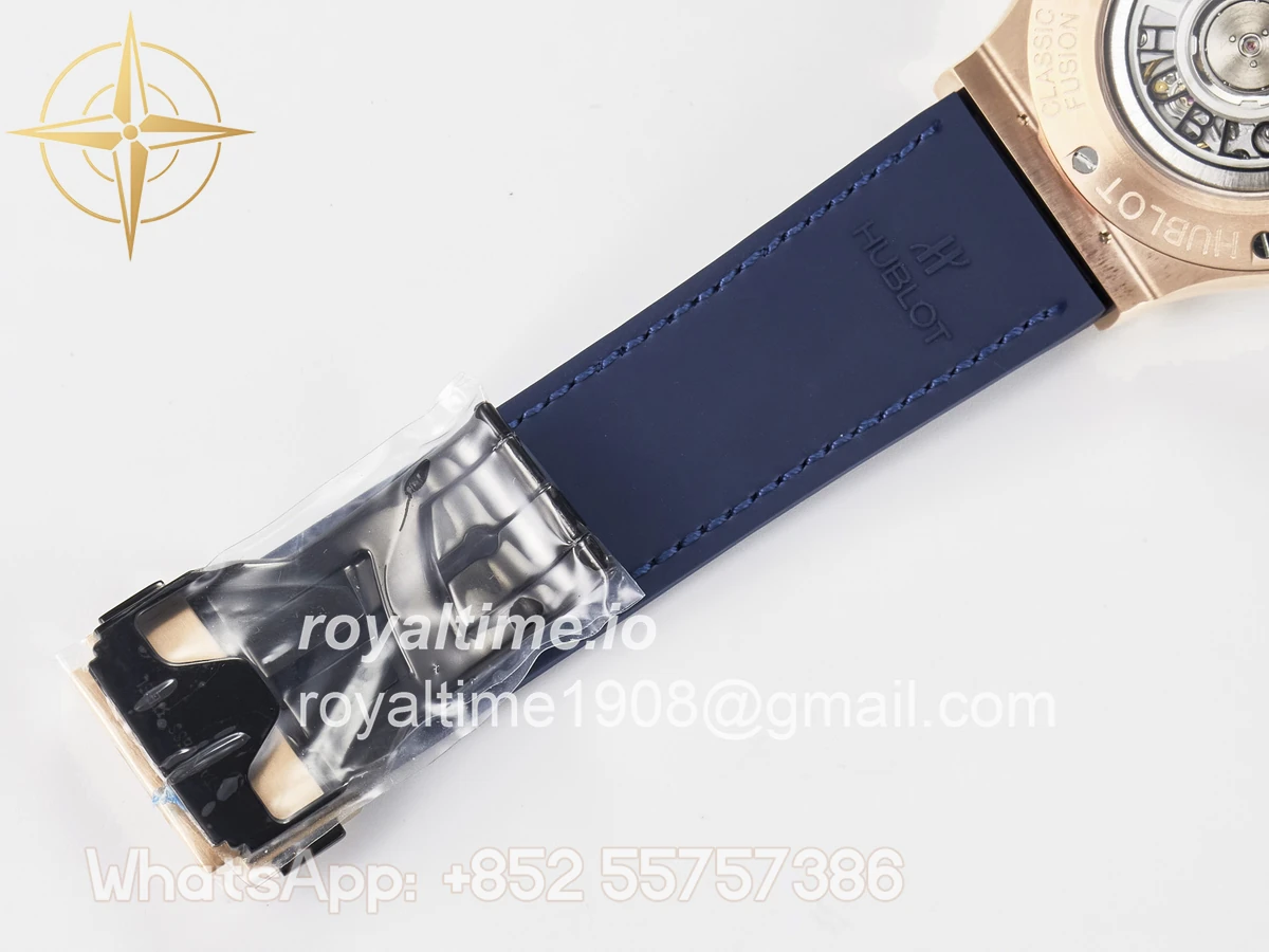 Hublot Classic Fusion 42mm RG JJF Blue Dial on Blue Gummy Leather Strap - Image 22
