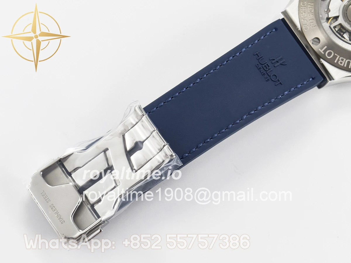Hublot Classic Fusion 42mm SS JJF Blue Dial on Blue Gummy Leather Strap - Image 22