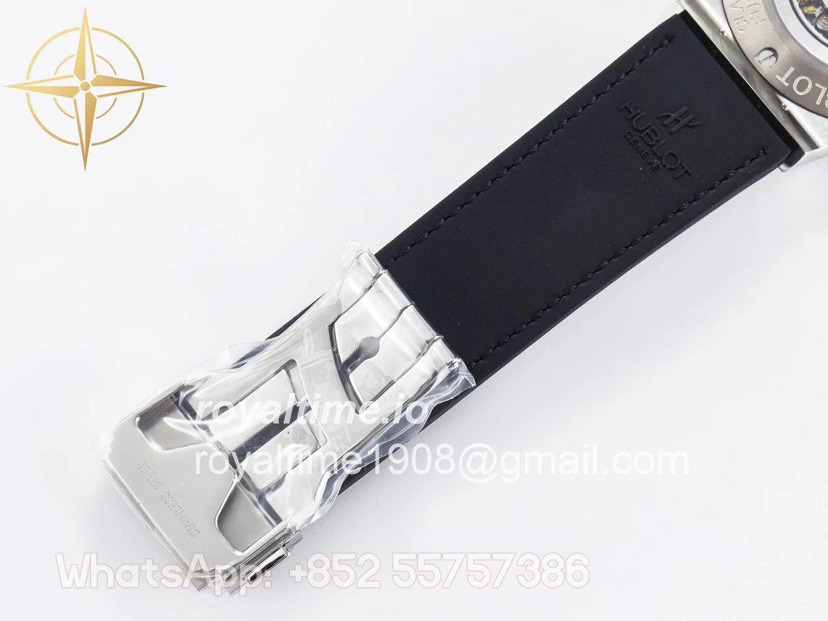 Hublot Classic Fusion 42mm SS JJF White Dial on Black Gummy Leather Strap - Image 22