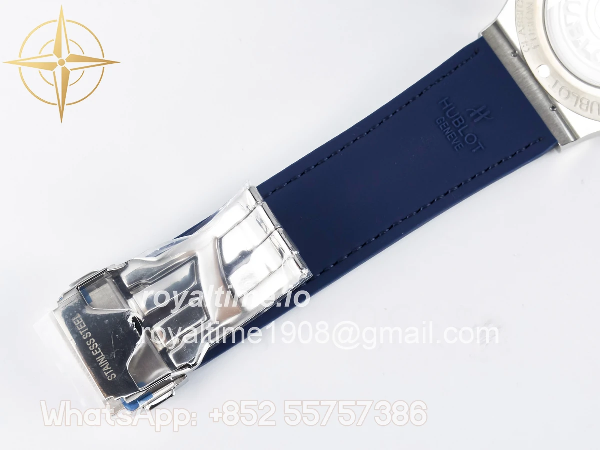 Hublot Classic Fusion Bang 42mm HBF Blue Dial Diamonds Bezel on Blue Leather Strap A2892 - Image 22
