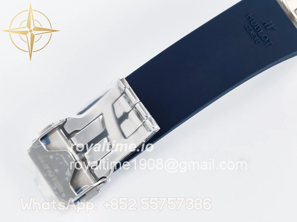 Hublot Classic Fusion Bang 42mm HBF Blue Dial Diamonds Bezel on Blue Rubber Strap A2892 - Image 22
