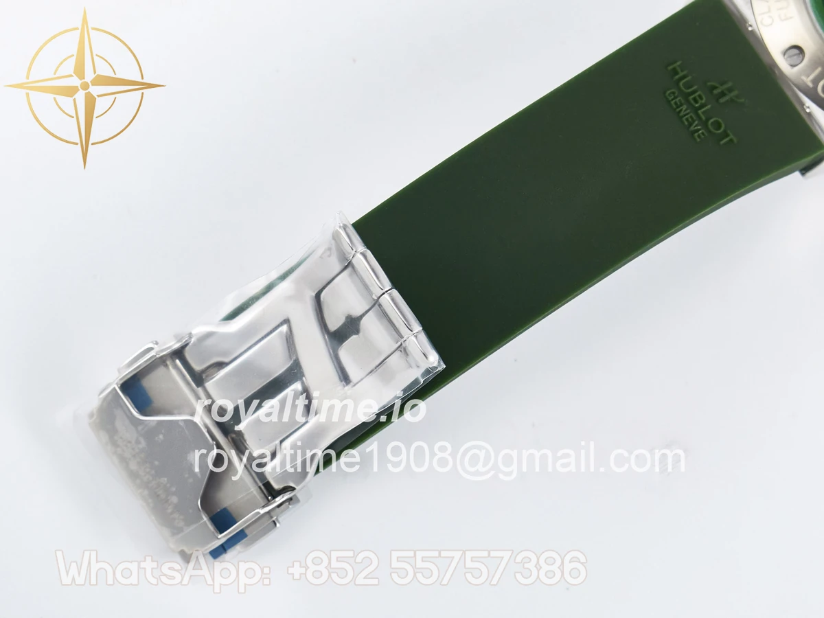Hublot Classic Fusion Bang 42mm HBF Green Dial Diamonds Bezel on Green Rubber Strap A2892 - Image 22