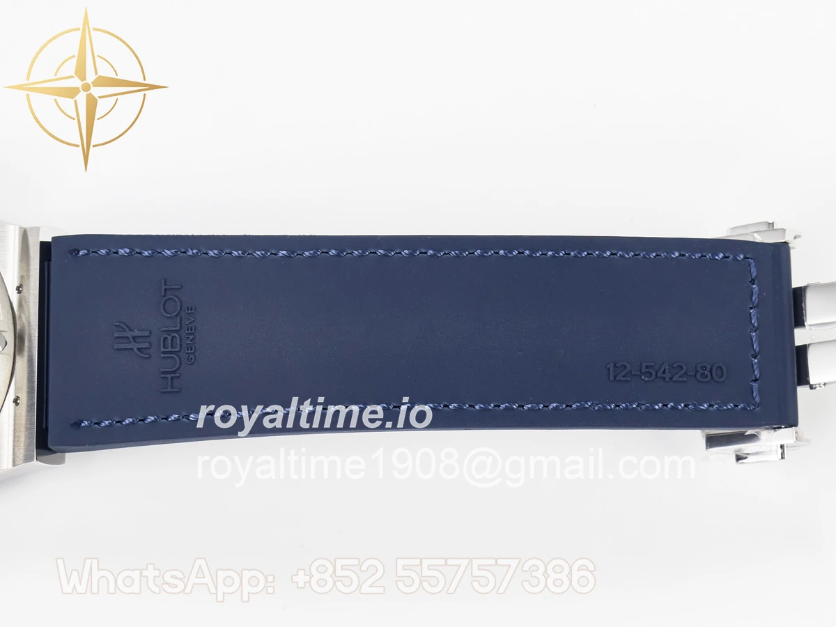 Hublot Classic Fusion 42mm SS JJF Blue Dial on Blue Gummy Leather Strap - Image 23