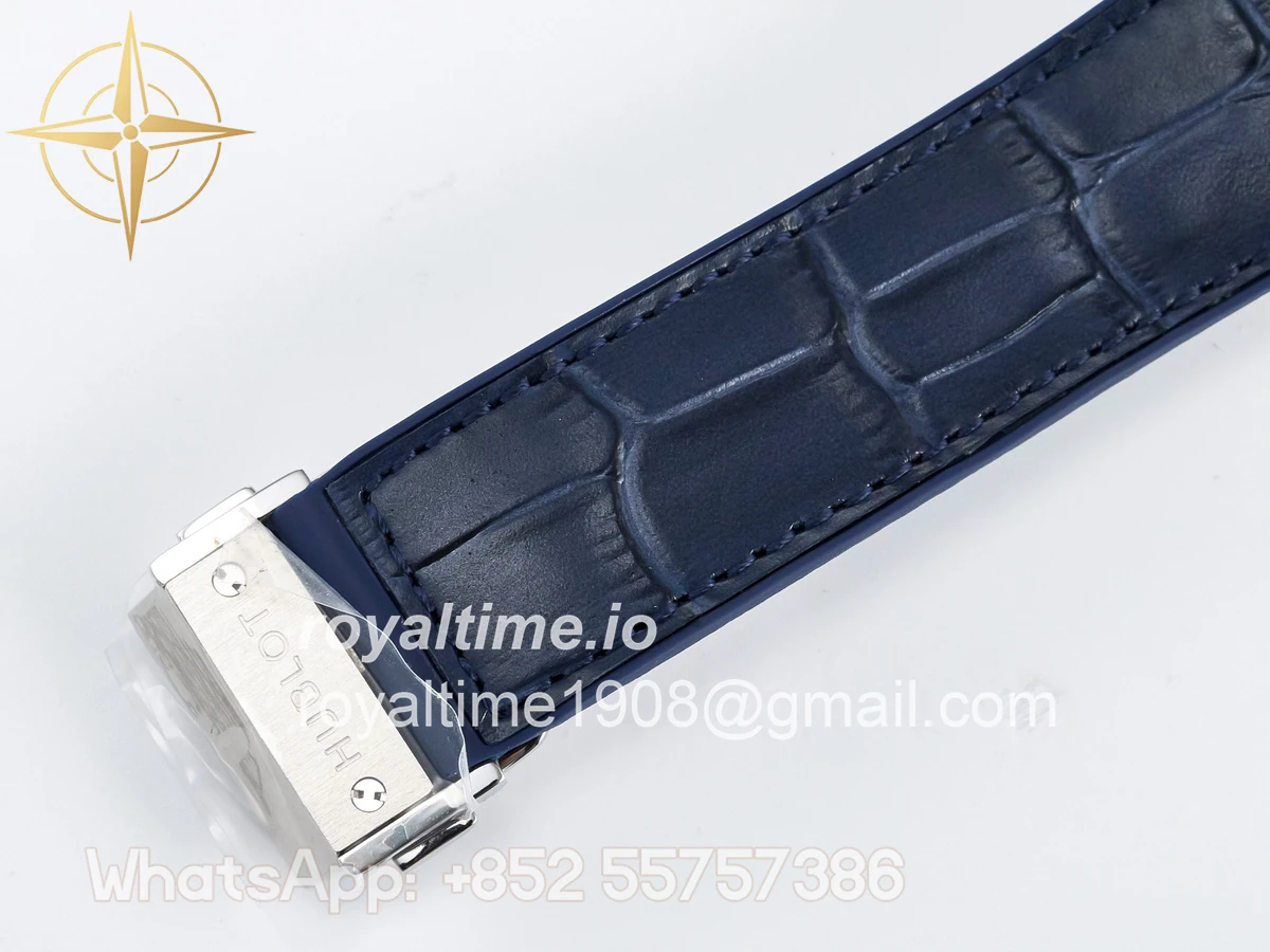 Hublot Classic Fusion Bang 42mm HBF Blue Dial Diamonds Bezel on Blue Leather Strap A2892 - Image 23