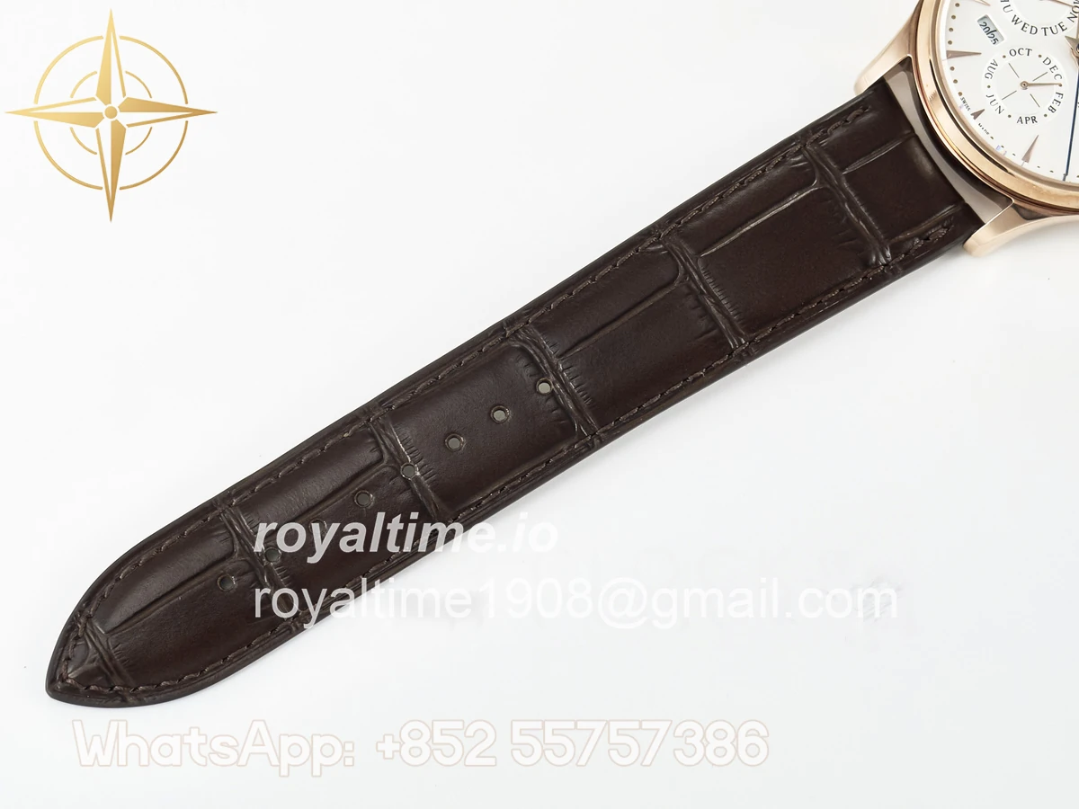 Jaeger-LeCoultre Master Ultra Thin Perpetual Calendar RG V9F White Dial on Brown Leather Strap A868 V2 - Image 23