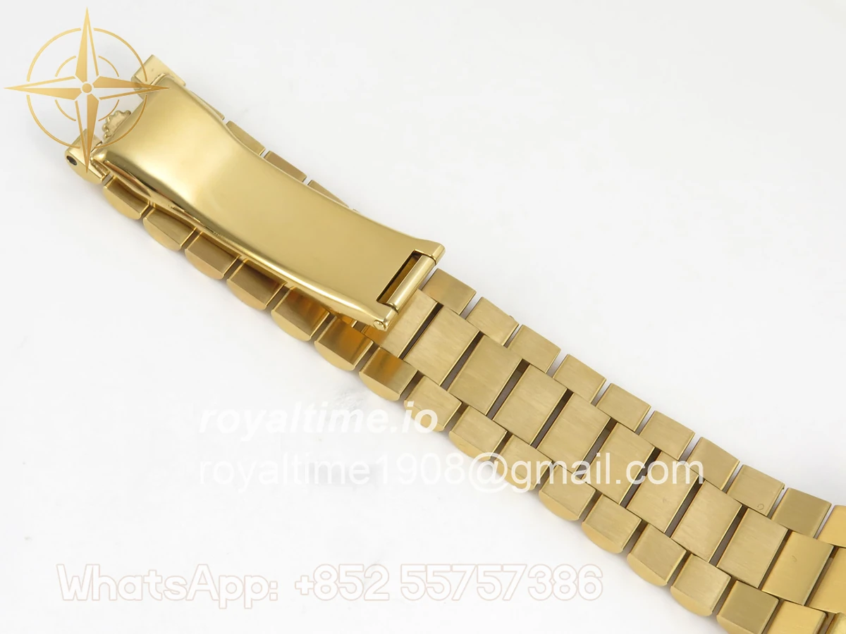 Rolex DayDate 40 YG QF 904L Steel Green Roman Dial on President Bracelet VR3255 V8 (Gain Weight) - Image 23