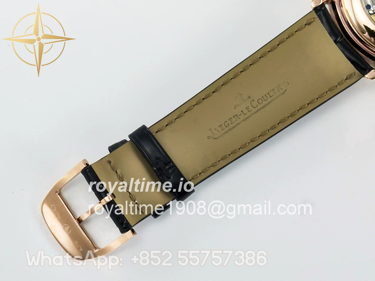 Jaeger-LeCoultre Master Ultra Thin Perpetual Calendar RG V9F White Dial Diamonds Bezel on Black Leather Strap A868 V2 - Image 24