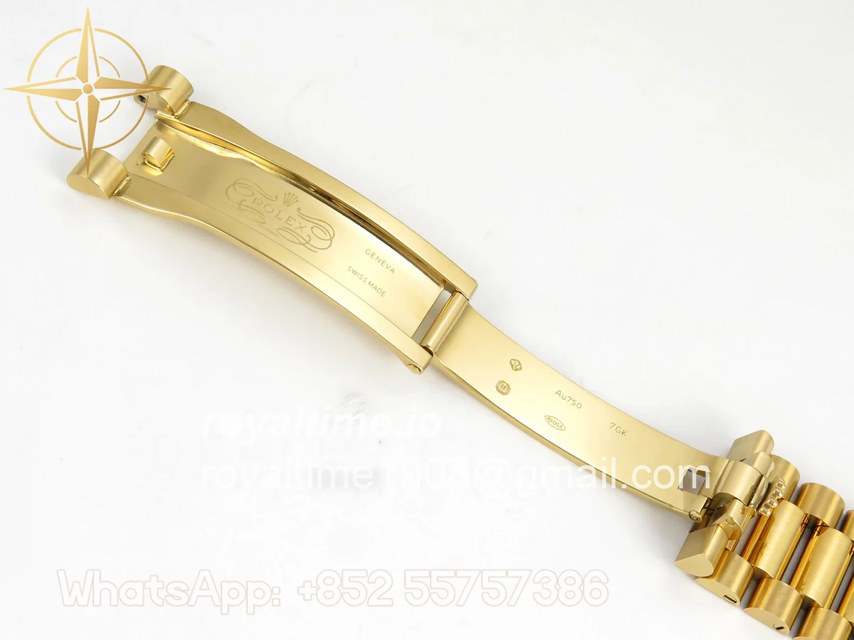 Rolex DayDate 40 YG QF 904L Steel Green Ombre Roman Dial on President Bracelet VR3255 V8 (Gain Weight) - Image 24