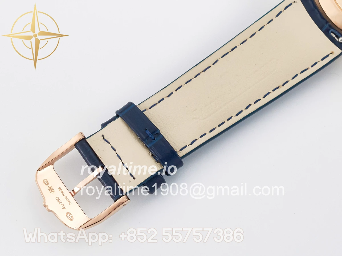 Jaeger-LeCoultre Master Ultra Thin Moon RG Z+F Blue Dial on Blue Leather Strap SA925 - Image 25