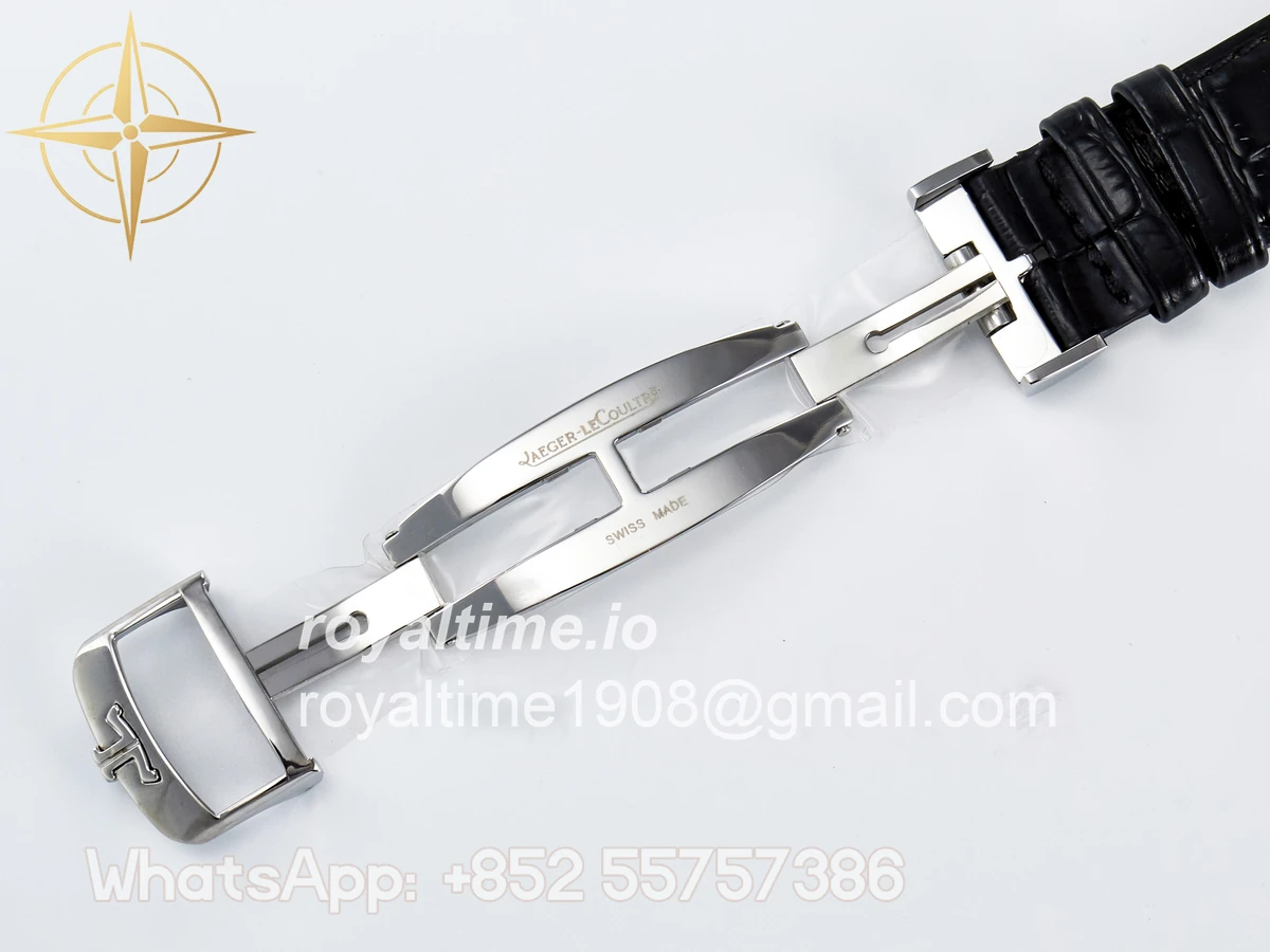 Jaeger-LeCoultre Master Ultra Thin Perpetual Calendar SS V9F Gray Dial Diamonds Bezel on Black Leather Strap A868 V2 - Image 25