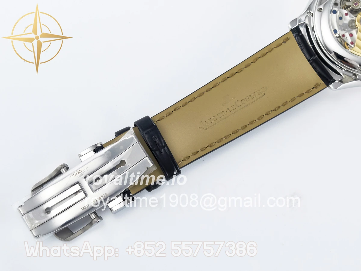Jaeger-LeCoultre Master Ultra Thin Perpetual Calendar SS V9F White Dial Diamonds Bezel on Black Leather Strap A868 V2 - Image 27