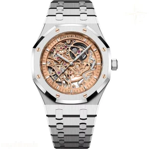 Audemars Piguet Royal Oak Openworked 15407 41mm THBF Stainless Steel Salmon Dial on Stainless Steel Bracelet SA3132 V3