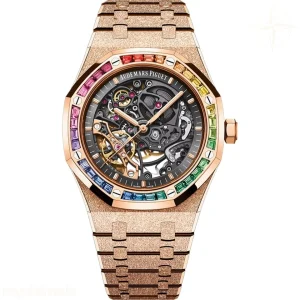 Audemars Piguet Royal Oak Frosted 15412 41mm THBF Rose Gold Rainbow Bezel on Rose Gold Bracelet SA3132 V3
