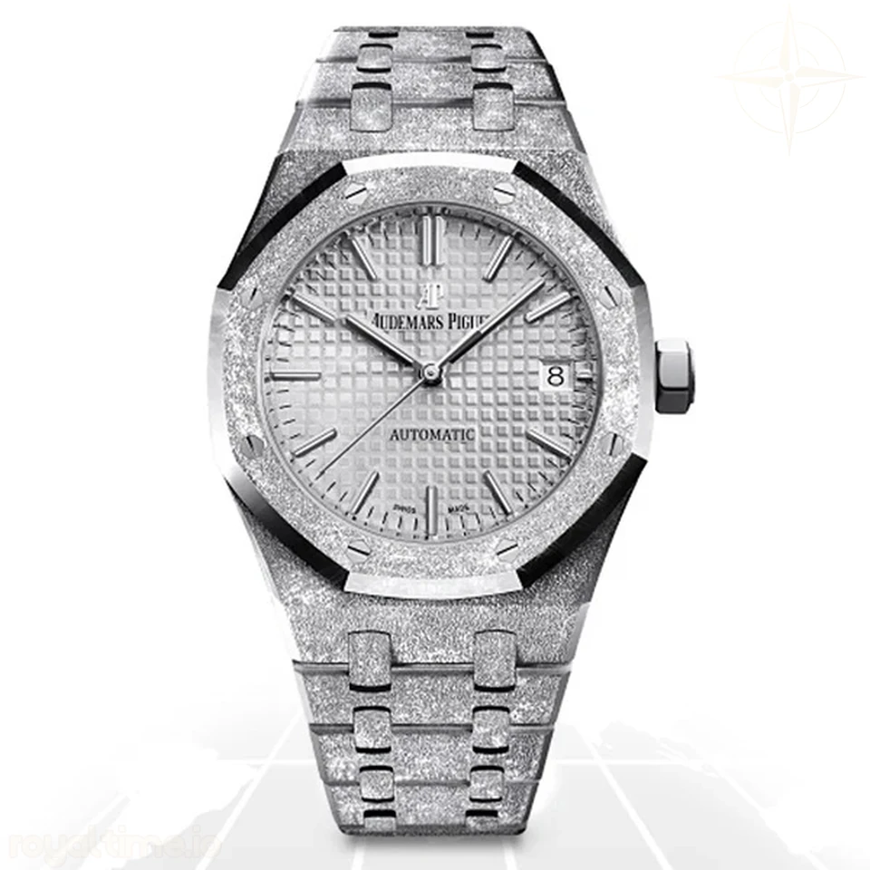 Audemars Piguet Royal Oak 15454 37mm APSF SS Frosted White Dial Textured Dial on Stainless Steel Bracelet SA/SH3120 Super Clone V2