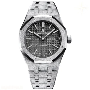 Audemars Piguet Royal Oak 15454 37mm APSF Stainless Steel Frosted Black Dial Textured Dial on Stainless Steel Bracelet SA3120 Super Clone V5