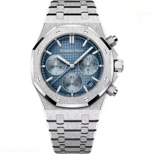 Audemars Piguet Royal Oak Chronograph 26240 Frosted DDF Stainless Steel Ice Blue Dial on Bracelet DD4401 Super Clone (SW Dial) V5