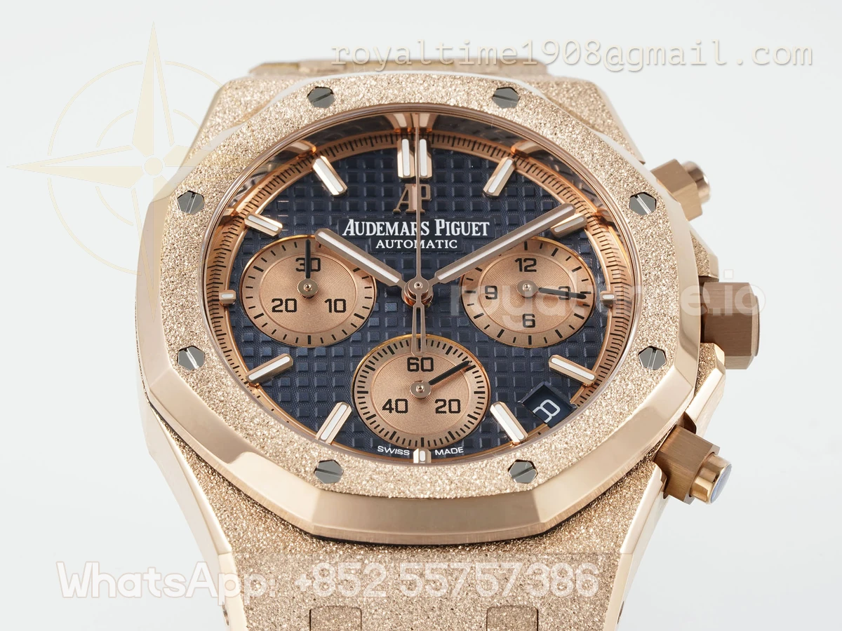 Audemars Piguet Royal Oak Chronograph 26240 APSF Rose Gold Frosted Blue Dial on Rose Gold Bracelet SA/SH4401 Super Clone V5 - Image 5